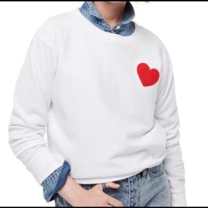 J Crew Heart Sweatshirt in White AE968 Sz Small